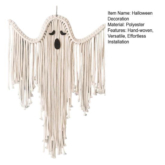 Halloween Ghost Decorations Hand-Woven Tassel Ghost White Rope Ghost Decor Hanging Ghost Wall Art Gift