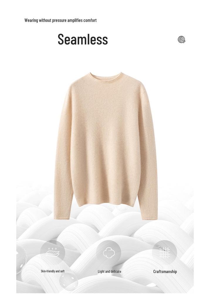 Maglione da Donna 100% Puro Cashmere a Collo Semi-Alto con Bordo Arrotolato - Nuovo Strato Base a Maglia Autunno/Inverno