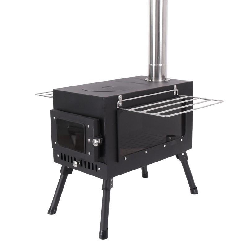 Outdoor Camping Stainless Steel Folding Wood Stove - Tent Heating, Lighting, Picnic - Cross-border Tourism
