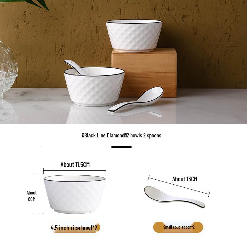 Ensemble de vaisselle en céramique japonaise: Assiettes et Bols pour 2-4 Personnes pour la Maison, Grands Bols à Soupe Inclus.