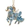 2D Flat Goat Hanging Ornament Shining Acrylic Animal Hanging Decoration Angel Wings Artificial Rhinestone Zodiac Goat Souvenir