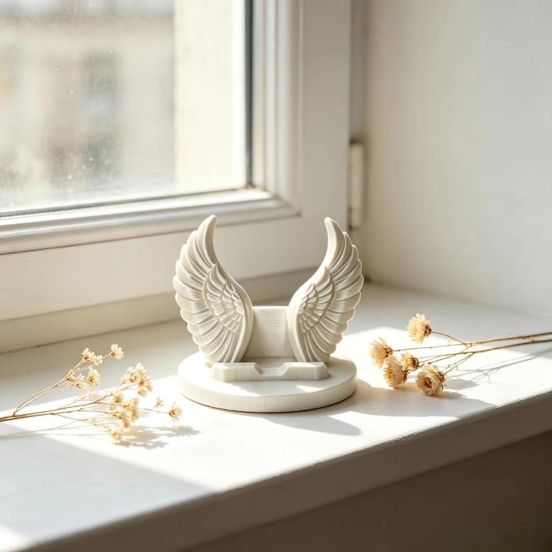 1 Pcs 3D Printed Phone Holder, Angel Wing, Creative Design And Decorative Piece Desktop Gift Craft