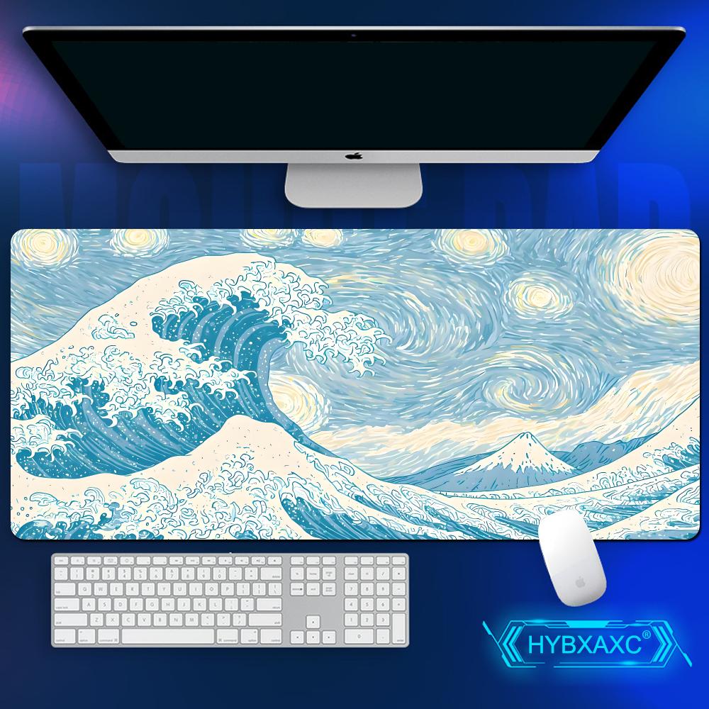 90x40cm Van Gogh Japanese Wave Mouse Pad The Great Wave Hd Extended Gaming Keyboard Mats Large Starry Wave Gamer Mousepad