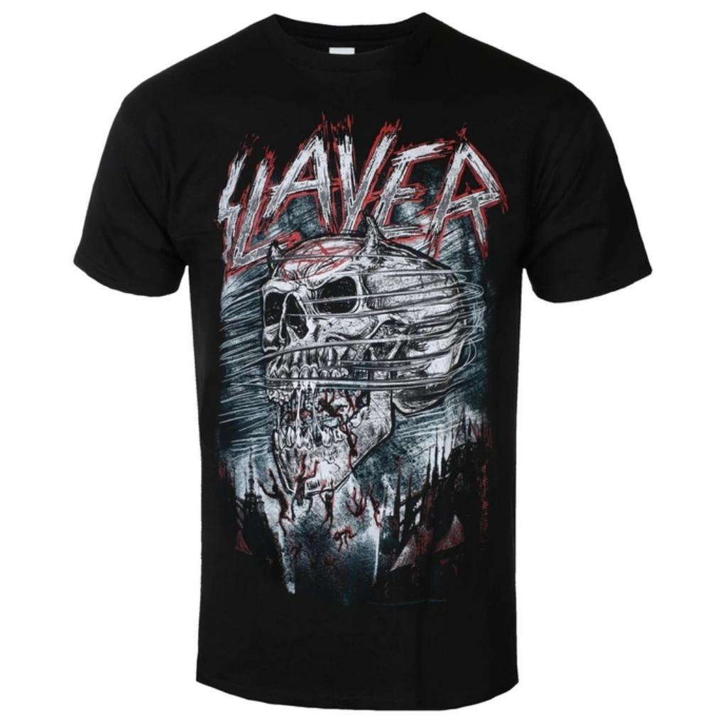 Slayer Cleaved Skull Inspirational Print TShirt Casual Street Style Cotton TShirt Suitable For Metal Enthusiasts
