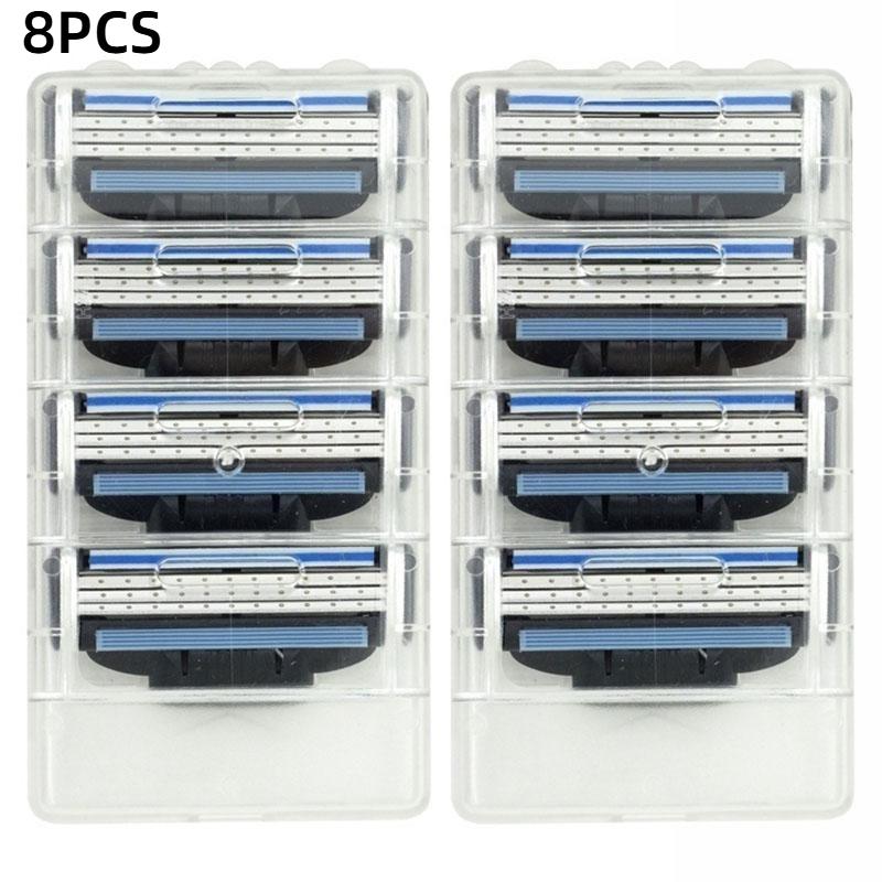 

2026 New 8 Pcs Men 3 Layers Shaving Razor Blades For Sensitive Manual Replaceable Heads 8PCS