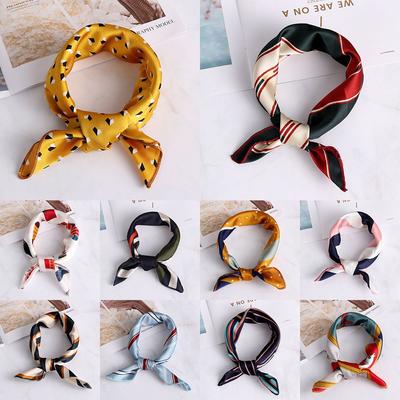 Ladies Head-Neck Tie Hair Band Wrist Wrap Women Square Scarf Silk Feel Satin Handkerchief Bandana