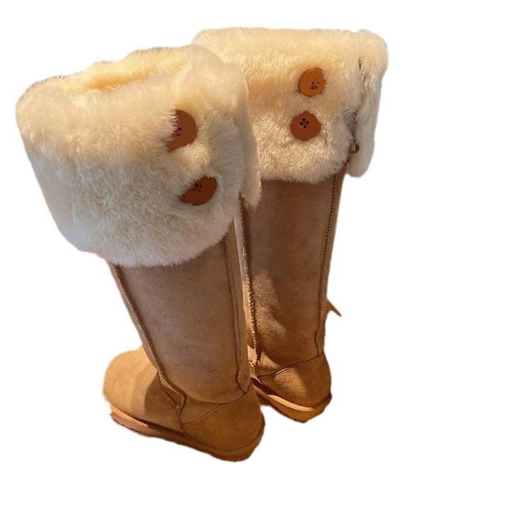 Long snow boots women's 2025 new thick-soled but knee long boots winter velvet thickened high thermal cotton shoes