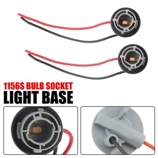 2X 1156 S Pigtail Plug Stop Brake Turn Light Bulb Socket Harness Wire Universal
