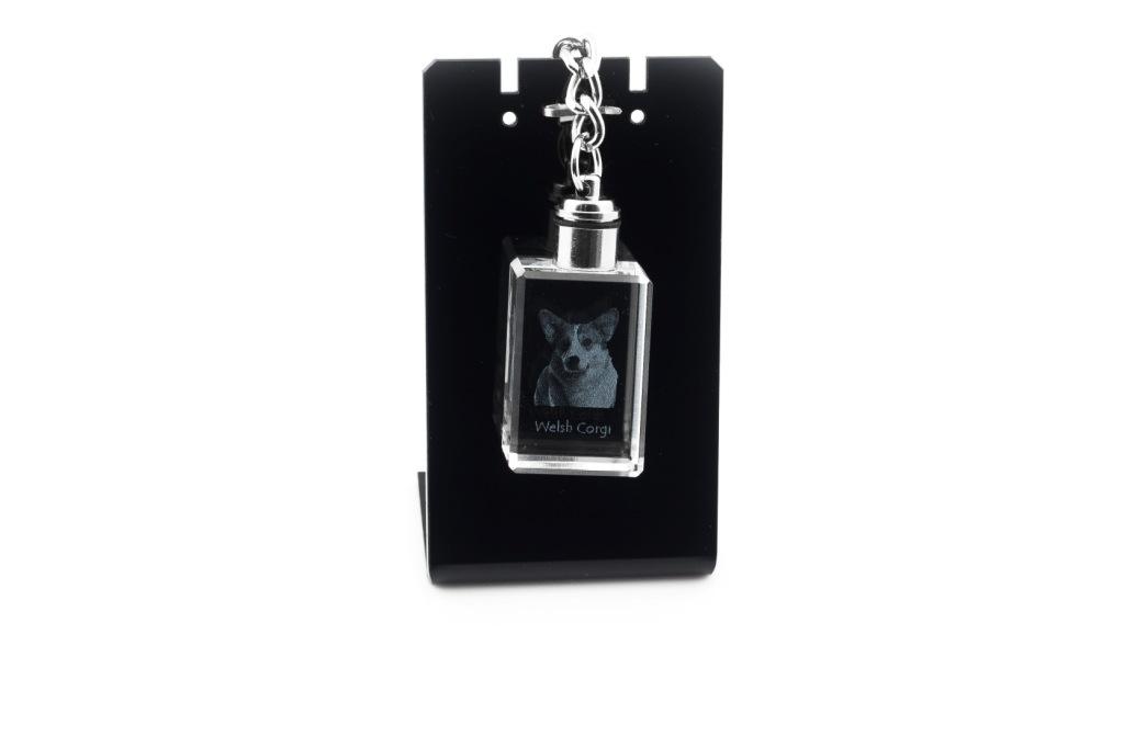 Pembroke Welsh Corgi - Crystal Key Ring with Dog Photo, Illuminated Key Ring, Unique Gift by Art-Dog Brand
