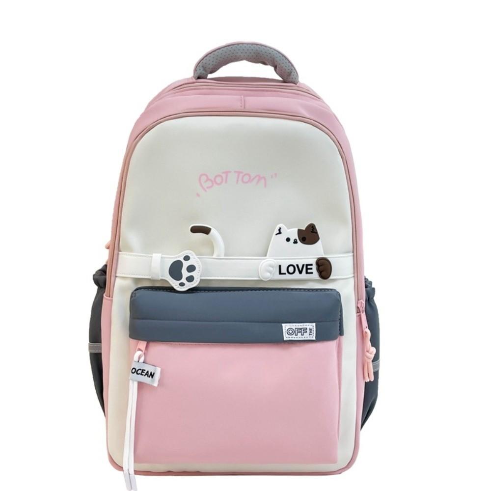 

Large Capacity Cute Cat School Bag Waterproof Lightweight Travel Bag Girls Boys розовый