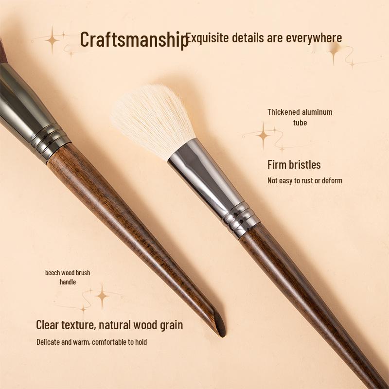 10-Piece Beginner Makeup Brush Set - Contour, Highlighter, Eyeshadow with Animal Hair