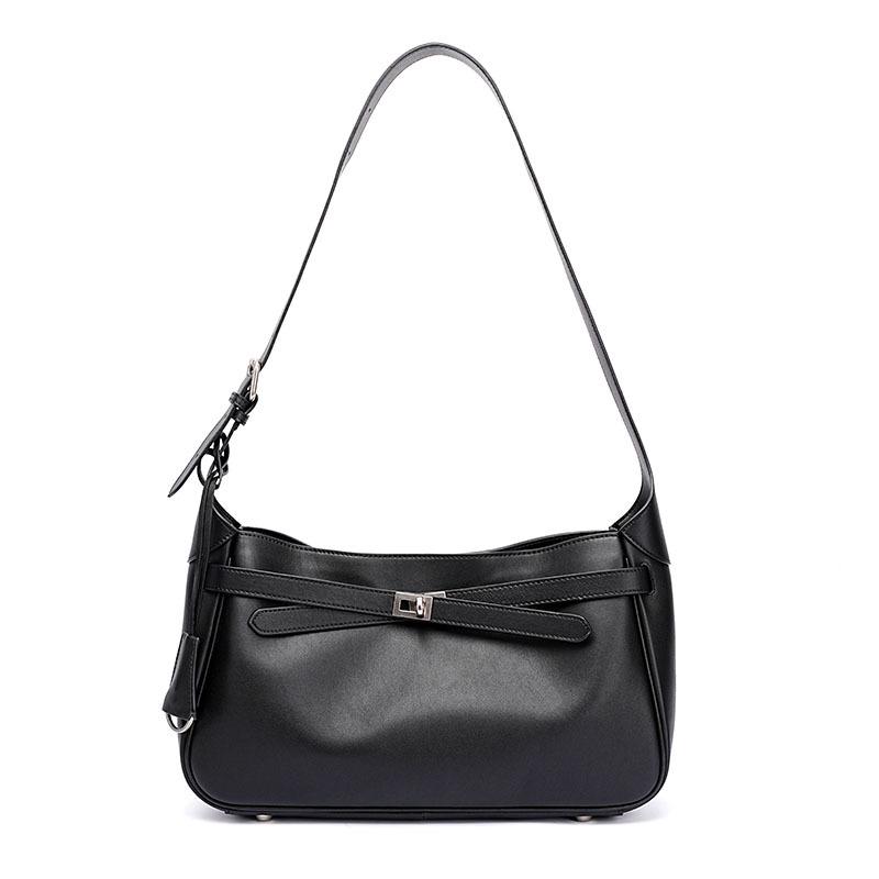 

2024 Осень/Зима Натуральная Кожа Коровья Кожа Кроссбоди: Трендовая, Крутая, Нейтральная наплечная сумка 35x9.5x21 cm чёрный