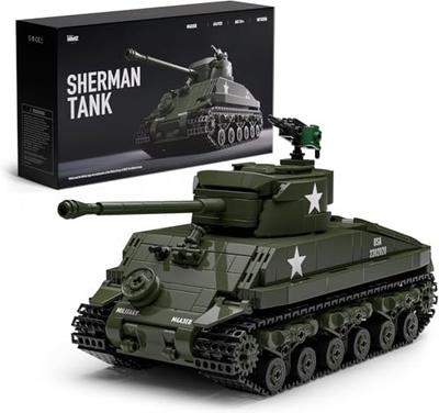 Nifeliz M4A3E8 Sherman Tank Building Blocks for Adults, Military Model Toy, Office/Home Decor | Birthday Gift (860 Pieces, NF10313)