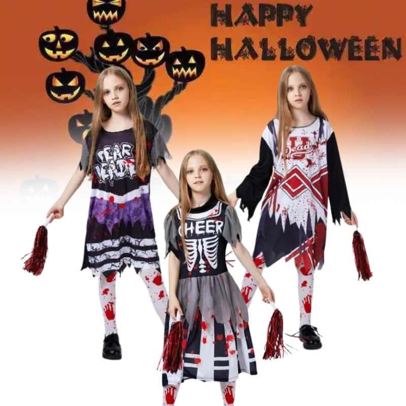 Halloween Zombie Cosplay Dress For Girls With Polyester Fabric For Themed Costume Parties