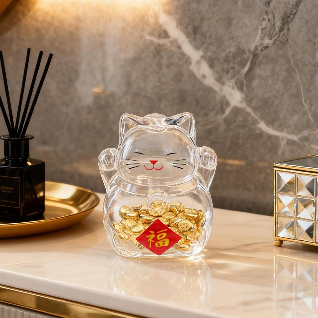 Borosilikat Katzen-Sparschwein Multifunktionales Pädagogisches Geschenk für Kinder 0,39" Öffnung Kompakter Dekorativer Behälter