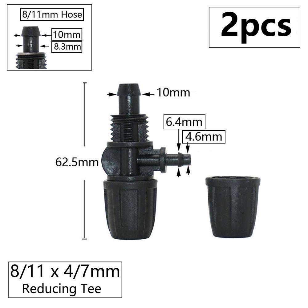 3/8" 8mm Garden Hose Connector 8/11 To 4/7 3/5mm Hose Reducer Water Splitter Tee Elbow End Plug Drip Irrigation System Fitting