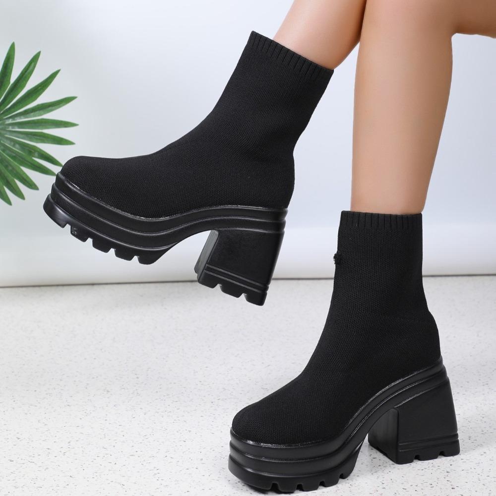 

Ботильоны на платформе женские большого размера, короткие ботинки женские, квадратный носок, водонепроницаемые, каблук-столбик, модные ботинки на толстой подошве женские 41