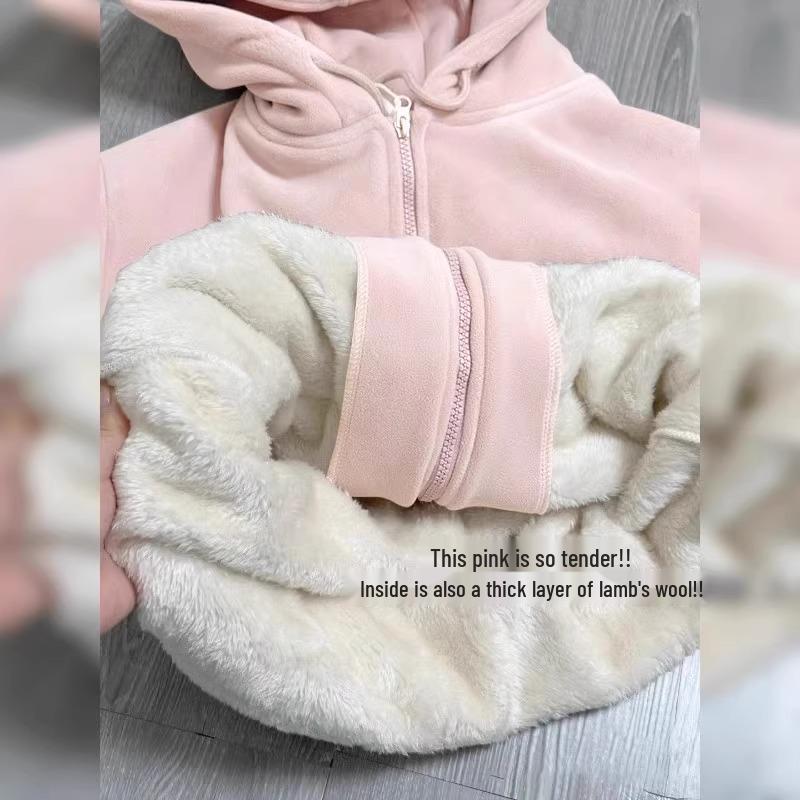 Women's Fleece Lined Windbreaker: Lamb Wool, Warm Velvet, for School Uniforms, Spring & Autumn 