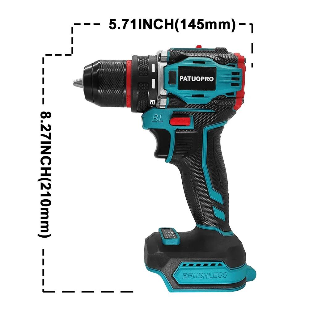 10mm Metal Chuck Brushless Electric Drill 2-Speed Cordless Compact Drill Screwdriver Power Tools For Makita 18V Battery