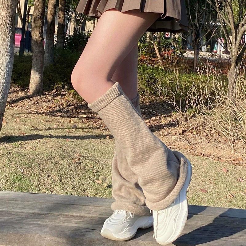 Spring Summer Slouchy JK Spice Girl Knitted Japanese-style Y2K Micro-flare Slim Wide-leg Subculture Calf Simple Leg Warmers