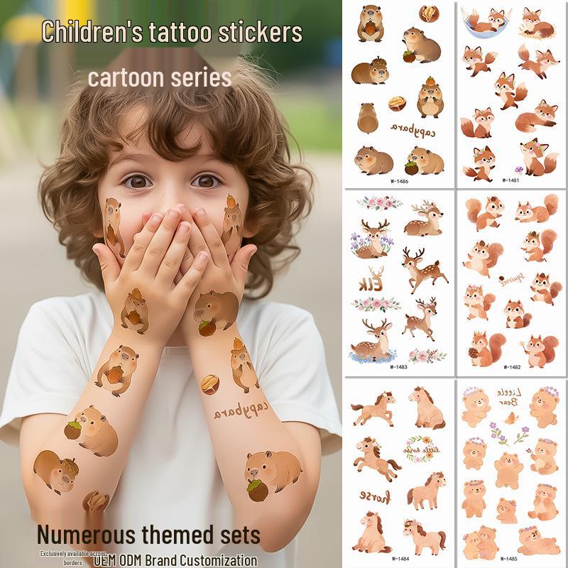 Waterproof Luminous Cartoon Capybara Temporary Tattoo Stickers for Kids