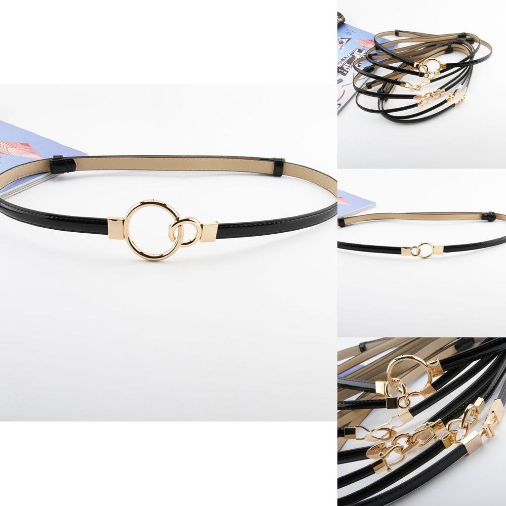Simple Solid Color Ring Buckle Decoration Women Slim Waist Belt For Formal Office Attire