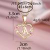 1 Pc Golden Color 26 English Letter Heart Necklace Rose Flower Pendant Wedding Band Jewelry Valentine's Day Gift