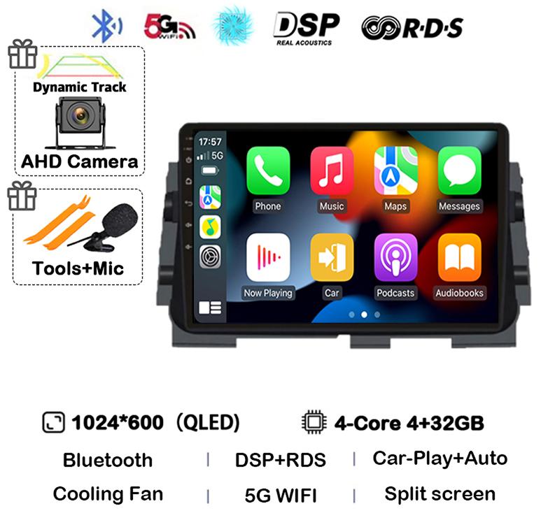 Android 14 Wireless Carplay+Auto For NISSAN MICRA KICKS 2017 2018 2019 Car Radio Multimedia DSP Video Player GPS Navi 360 Camera