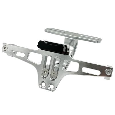 MARUHADO Kennzeichenhalterloser Kit, Universeller Kennzeichenhalter, Winkelverstellung, Motorrad mit LED-Kennzeichenbeleuchtung, Halterung, Custom Aluminium, Silber