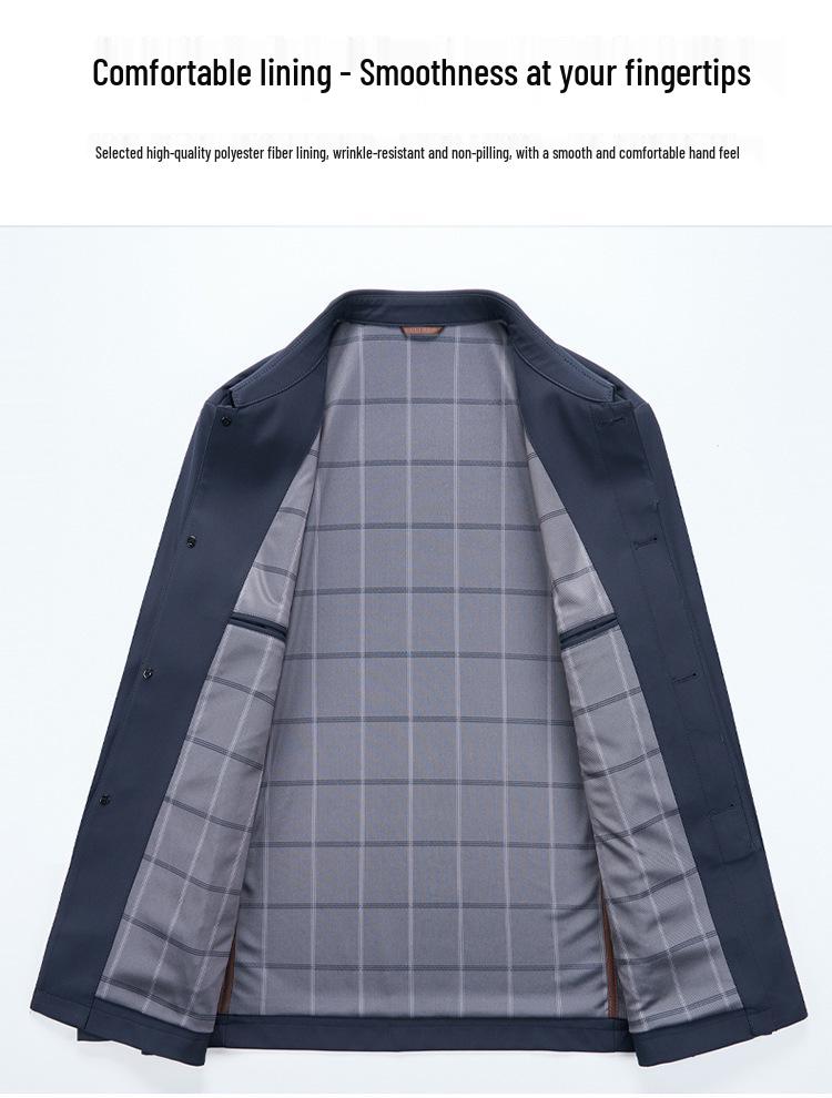 2026 Spring Men's Business Lapel Windproof Jacket: Middle-aged Single-breasted 4-button Coat