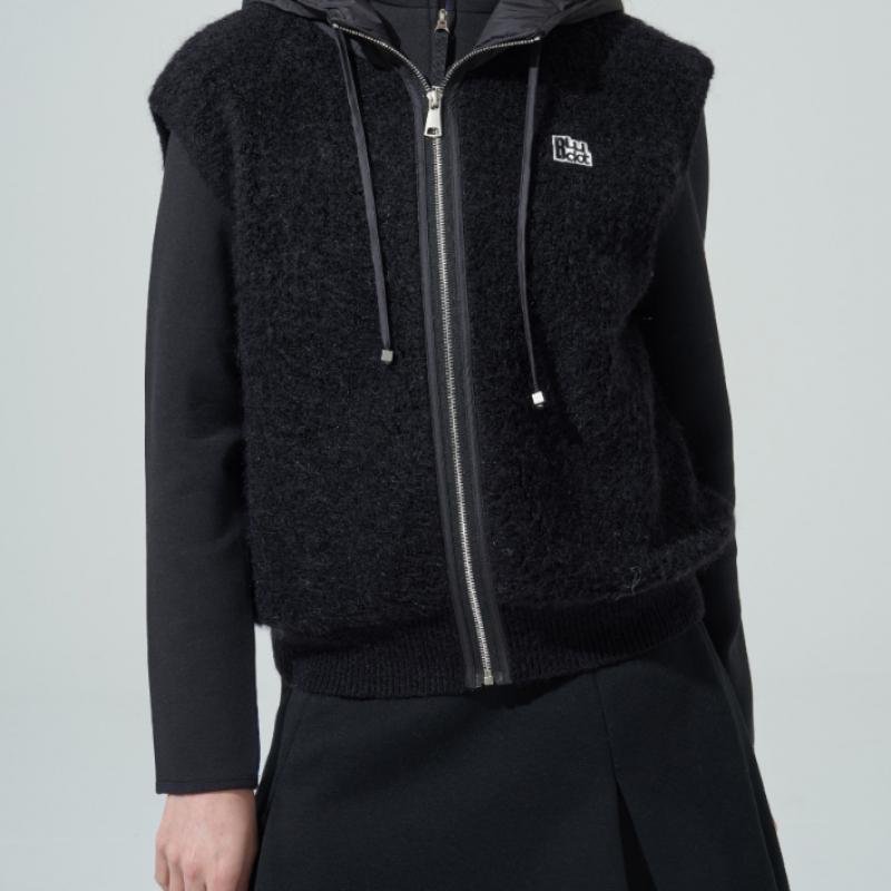 Blu Dot Soft Boucle Zip Hoodie Vest Bk