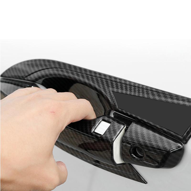 ABS Carbon Fiber Car Door Handle Protective Covers Trim Door Bowl Cover Sticker For Honda Crv CR-V 2017 2018    2022