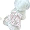 Pet Floral Dress with Lace Checkered Vest Teddy Top Cute Camisole Vest Dog Clothes for Small Dogs Puppy Clothes