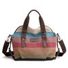 Canvas Casual Retro Fashion Art College One-shoulder Diagonal Span Large-capacity Women's Bag Contrast Color Splicing