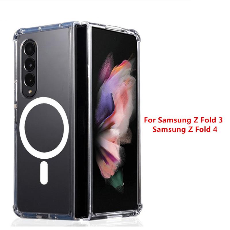 

Для Samsung Galaxy Z Fold4 ZFold3 новый чехол MagSafe для беспроводной зарядки, прозрачный магнитный чехол с защитой от падения, для Z Fold 3 Z Fold 4