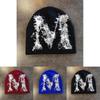 M Letter Knitted Beanie Hat For Women Warm Winter Fashion Accessory