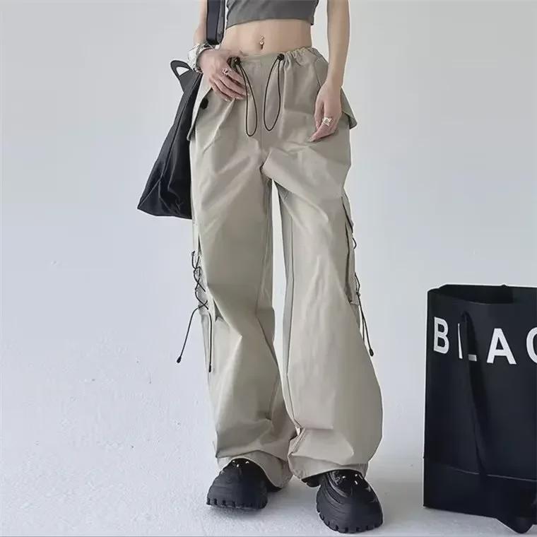 Yeni Sonbahar Haki Unisex Paraşüt Tulumu: Bol Pileli Geniş Paça Pantolon