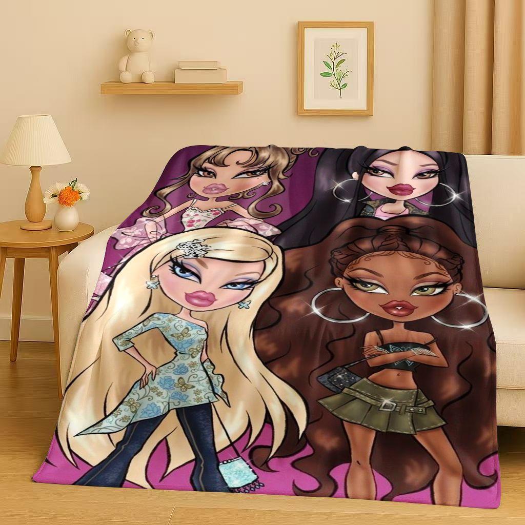 New Cartoon Bratz Doll Girl Flannel Blanket,Ultra Soft Warm Plush Throw for Home Bedroom Bed Sofa Cover Office Gift Kids Picnic