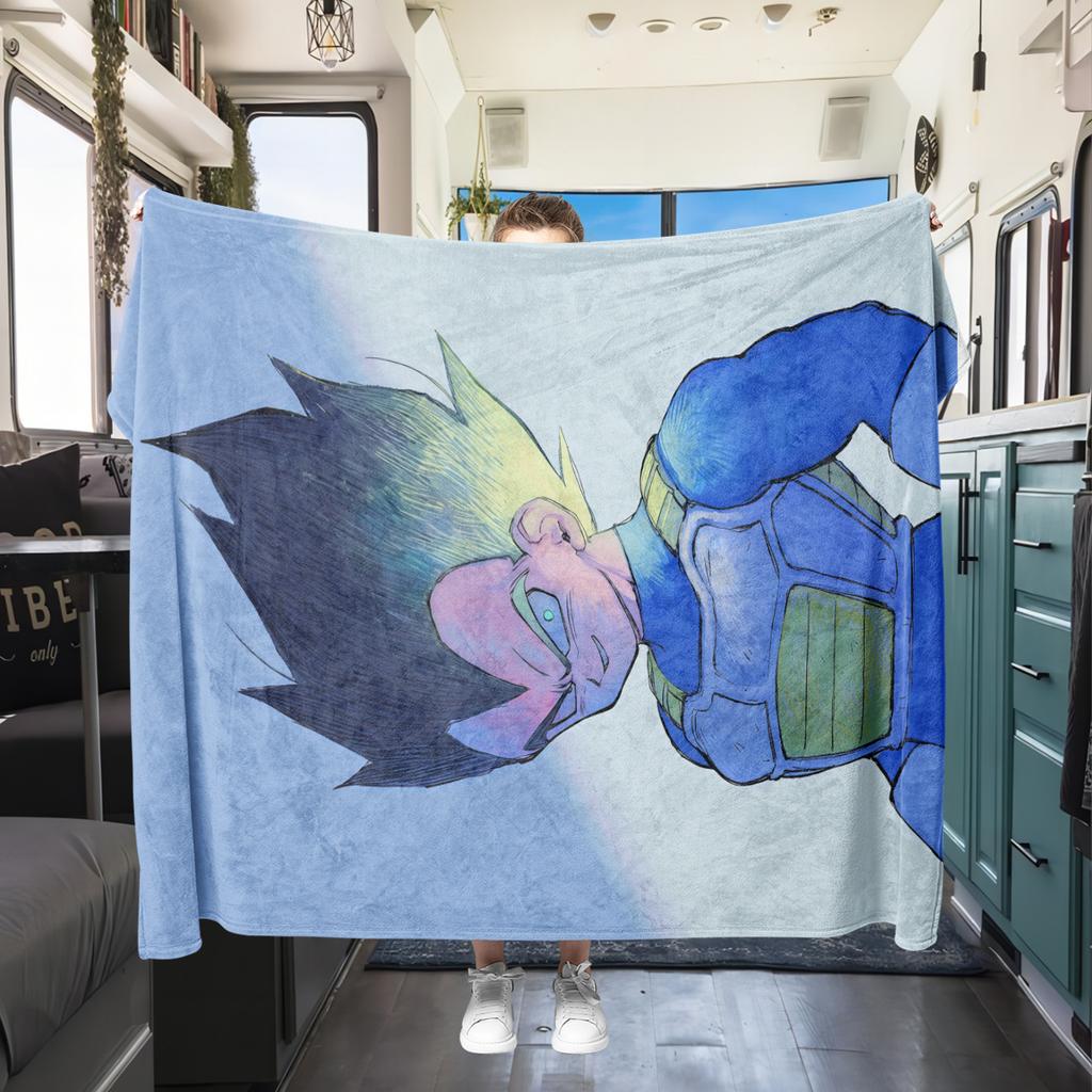 1PC Zamasu,Vegito Print Flannel Blanket, High quality All Seasons, Home Decor, Warmth and Comfort, Perfect for Christmas Gifts