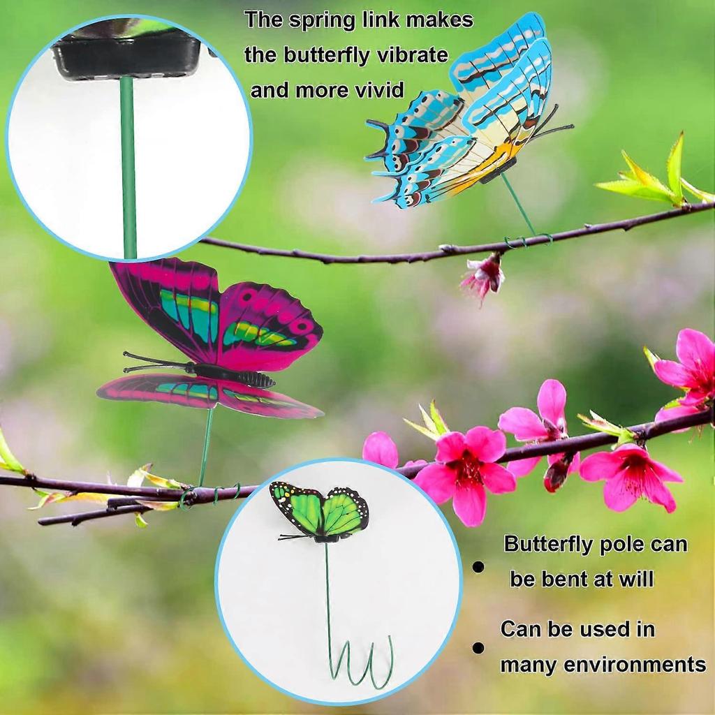 Butterfly Decorations, 50 Pcs Butterfly Stakes PVC Waterproof Decorative Colorfuli Garden Stakes