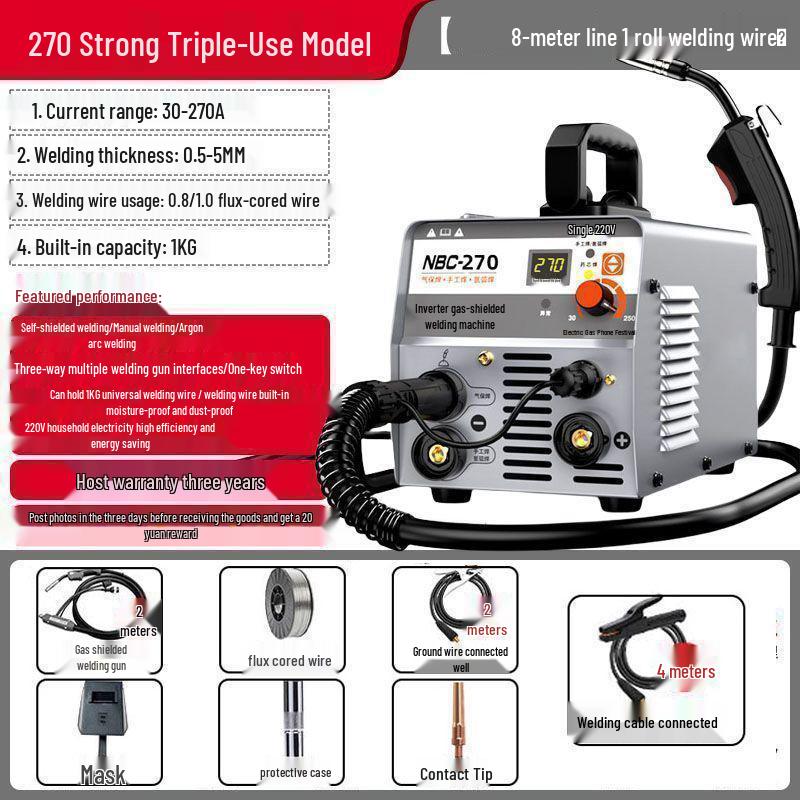270 MIG/TIG/Stick Welder: 3-in-1 Household Machine, 220V for Small Projects
