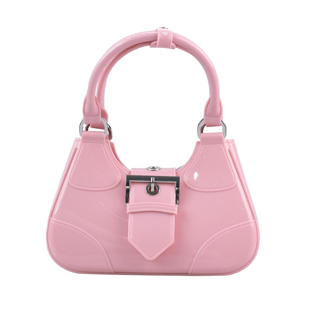 Gespleißte Halbmond-Schulter-Crossbody-Tasche, Damenhandtasche im europäischen und amerikanischen Stil, Motorrad-Achseltasche für Spicy Girl mit Gürtelschnalle