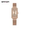 Fashion Sanda Top Brand Trendy Design Rectangle Dial Waterproof Quartz Movement Business Women Analog Wrist Watch