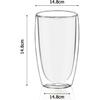 Double Wall Glass Coffee Mugs Set of 2, 16oz/450ml Insulated Glass Mugs for Hot Beverages, Large Clear Coffee Cups for Espresso, Tea, Latte,