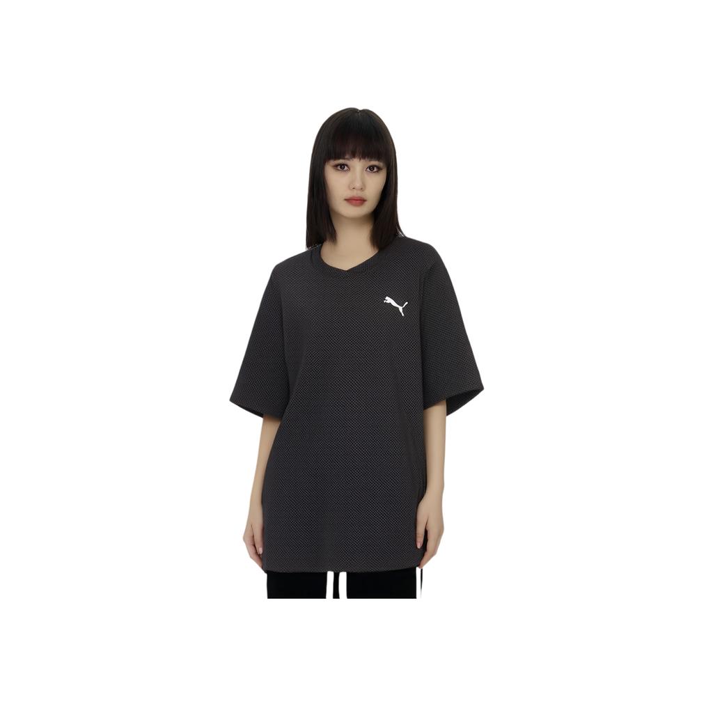 Puma Her Structured Round Neck Solid Color Simple Short Sleeve T-Shirt Women Tops Black 686325-01