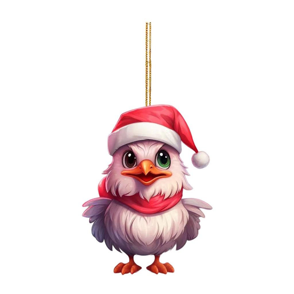 Cute Pink Cartoon Chicken Car Ornament Christmas Tree Decoration For Festive Home Dcor