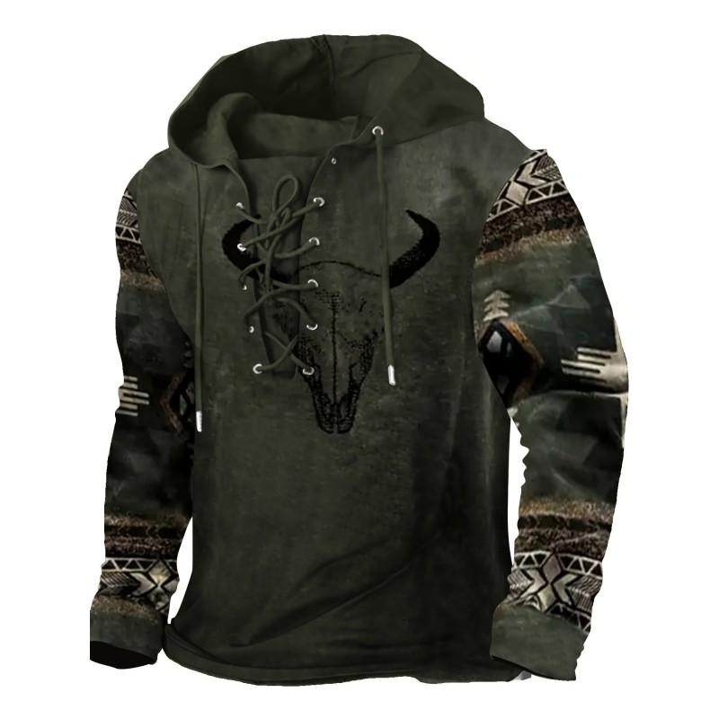 Herren Kapuzenpullover Lockerer Schnitt Mit 3D Digitalem Tierdruck Air Layer Stoff Langarm Freizeit Oberteil Alles