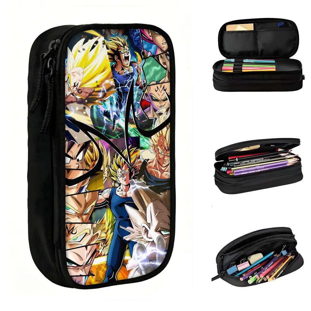 Custom Korean DBZ Vegeta Super Monkey Cartoon Pencil Cases for Boys Girls Large Storage Pen Box Bag School Supplies