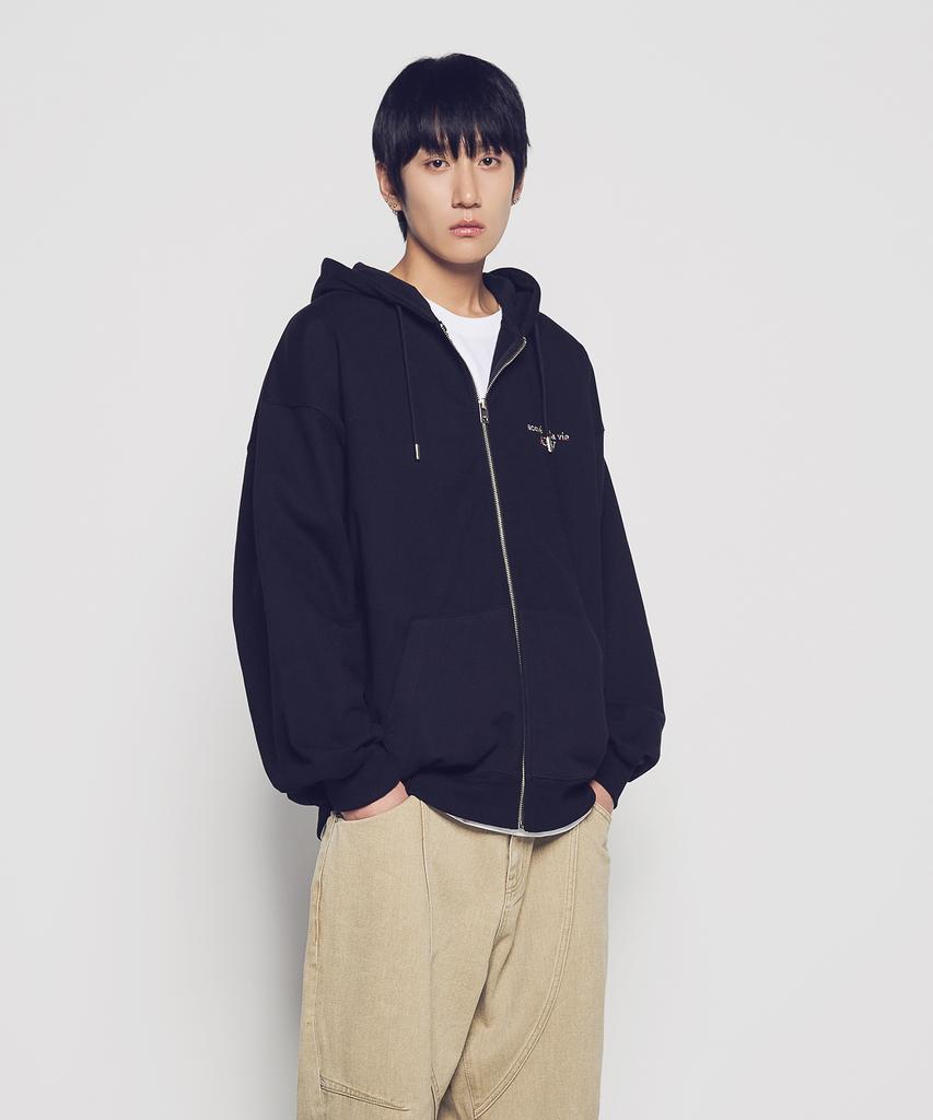 Mixed Thread Hoodie Zip Up (2 Color)