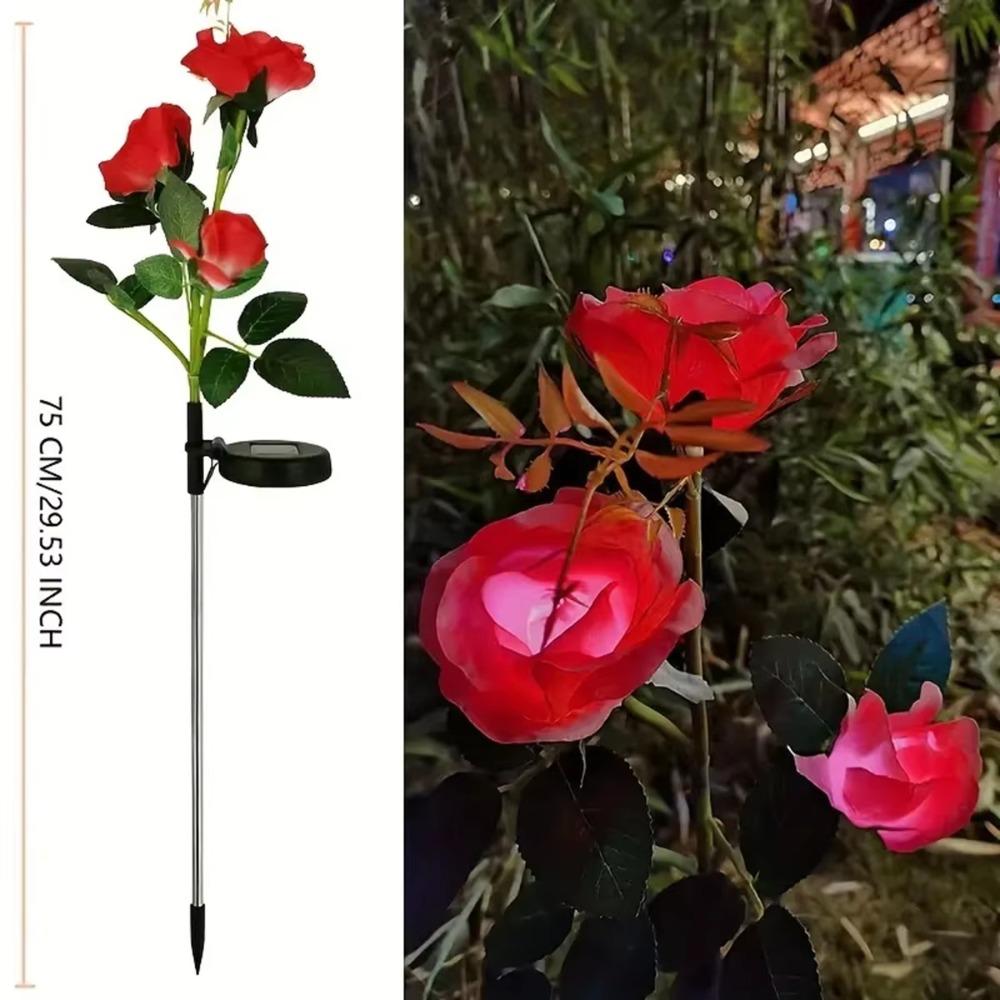 Waterproof Rose LED Solar Light Simulation Flower Solar Flower Lamp Patio